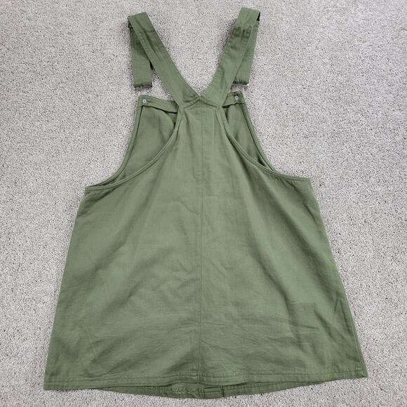 Harper Womens Overalls Dress M Olive Green Button Front Mini Pockets DLBST25 - Picture 3 of 15